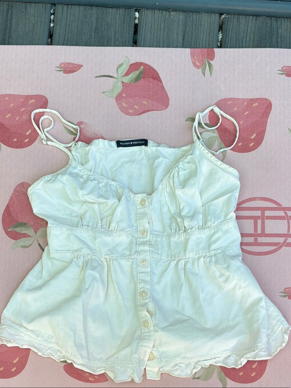 Brandy Melville Cream Button-Front Spaghetti Strap Camisole